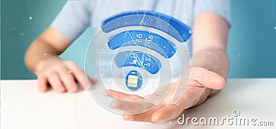 Man holding a contactless credit card payment concept 3d renderi Stock Photo