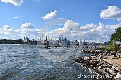 View of Manhattan from Domino Park in Brooklyn, New York Editorial Stock Photo