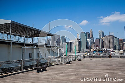 View of Manhattan from ferry harbor in Brooklyn Editorial Stock Photo