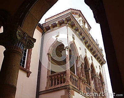 View of Mansion through arches Stock Photo