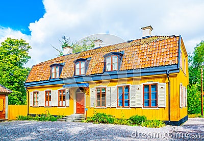 View of a mansion in the skansen museum in Stockholm....IMAGE Stock Photo