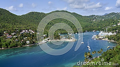 View of Marigot Bay, Saint Lucia Stock Photo