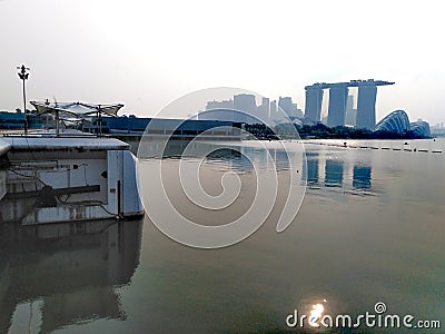 View of Marina Bay from the Barrage Stock Photo
