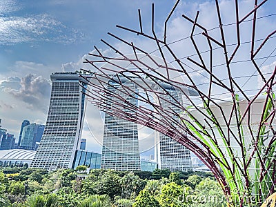 View of Marina Bay Sands Singapore as seen from Gardens by the Bay Editorial Stock Photo
