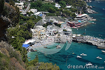 View of Marina Piccola beaches on Capri, Italy Stock Photo