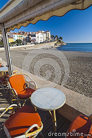 View of maritime french village of Cote Vermeille. Editorial Stock Photo