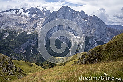 A view of the Marmolada peak in the Dolomites. Italy Stock Photo