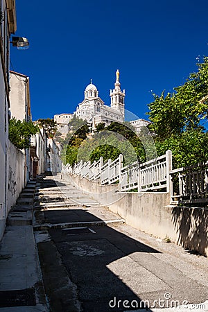 View of Marseille with Notre-Dame de la Garde basilica Stock Photo