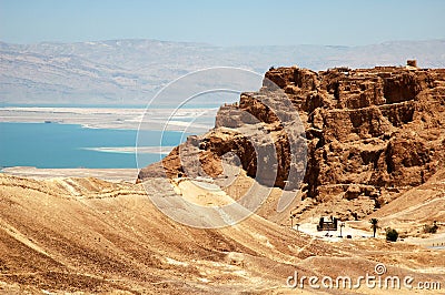 View of Masada and Dead Sea Stock Photo