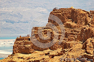 View of Masada and Dead Sea Stock Photo