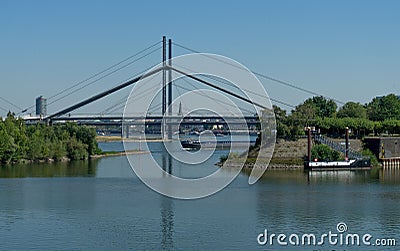 View from the Medienhafen to the city Duesseldorf Stock Photo