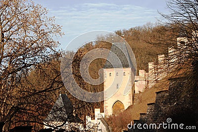 View of the medieval castle of the mountains and hills of the Czech Republic Prague Stock Photo