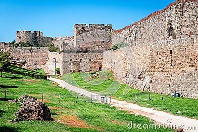 The Medieval Moat in Rhodes Stock Photo