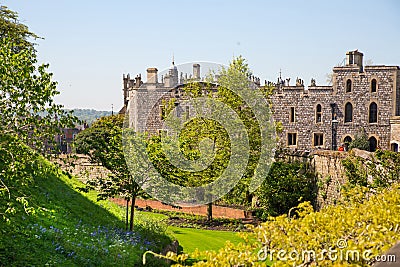 View at the medieval Windsor Castle, built 1066 by William the Conqueror. Official residence of King. Berkshire, England UK Editorial Stock Photo