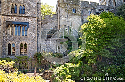 View at the medieval Windsor Castle, built 1066 by William the Conqueror. Official residence of King. Berkshire, England UK Editorial Stock Photo