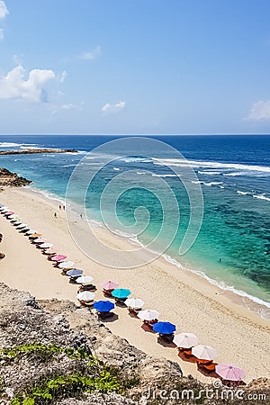 View on Melasti beach on Bali, Indonesia Stock Photo