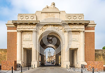 View at the Menin Gate Monument World War Memorial in Ypres - Belgium Editorial Stock Photo