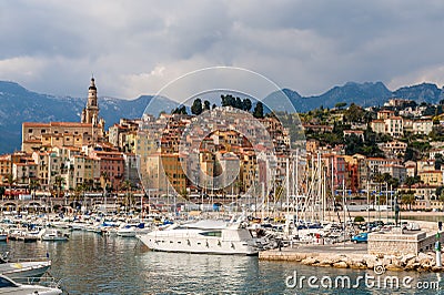 View of Menton city - French Riviera, France Stock Photo