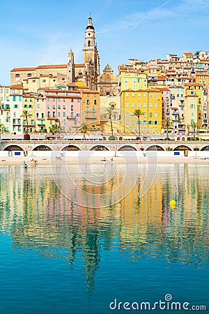 View on colorful town of Menton, Provence-Alpes-Cote d`Azur, France Stock Photo