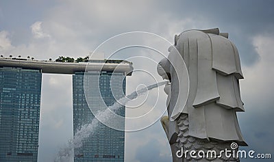 View of Merlion at sunny day in Singapore Editorial Stock Photo