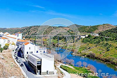 View of Mertola Town and the Guadiana River, Portugal. Editorial Stock Photo