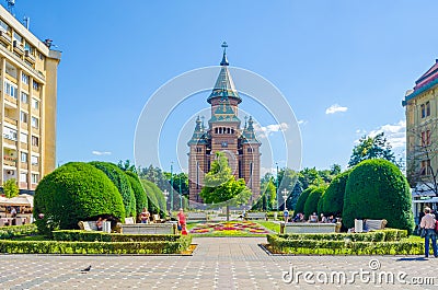 View of the metropolitan cathedral in romanian city timisoara...IMAGE Editorial Stock Photo
