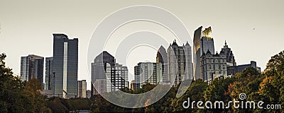 A view of the midtown Atlanta skyline from the nostalgic Piedmont Park. Stock Photo