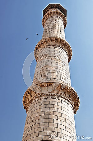 Minaret of Taj Mahal in Agra, India Stock Photo