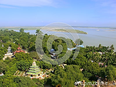 View of Mingun from Pahtodawgyi stupa, Mandalay, Myanmar Stock Photo