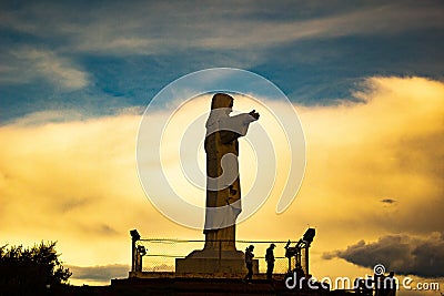 View of Mirador desde el Cristo Blanco, at sunset. Peru. Editorial Stock Photo