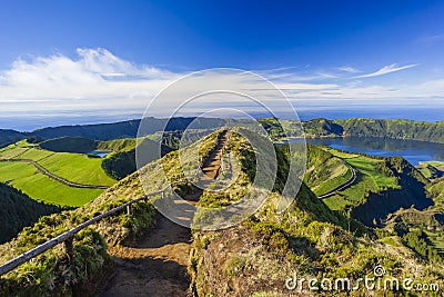 View from Miradouro da Boca do Inferno, Azores, Portugal Stock Photo