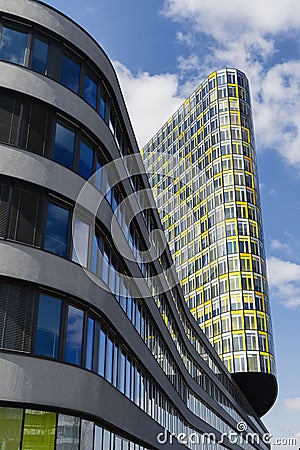 view of the modern ADAC building in Munich, Germany Editorial Stock Photo