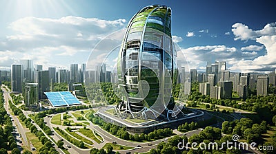 View of the modern ecological and sustainable city. Stock Photo