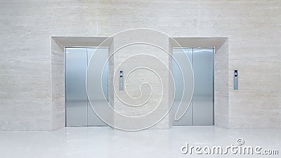 View of modern elevator or lift with closed doors Stock Photo