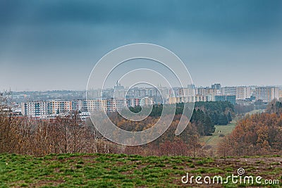 view of modern european city. housing estate full of prefabricated houses. modern architecture Stock Photo