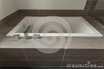 View of modern sleek bathtub Stock Photo