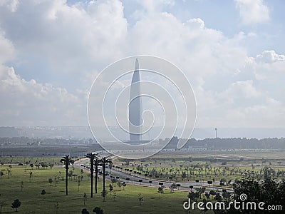 view of The Mohammed VI Tower in the city of Sale, bordering Rabat, the capital of Morocco Stock Photo