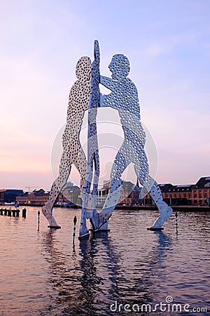 View on the Molecule Man sculpture on the river Sprea. Berlin, G Editorial Stock Photo
