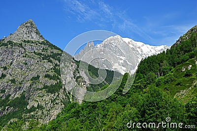 View on Mont Blanc ( Monte Bianco ) in sunny day. Stock Photo