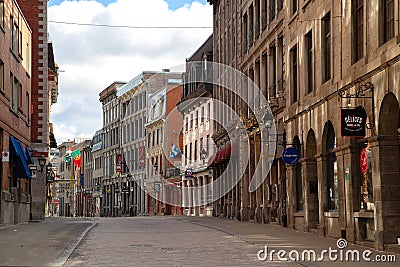 View of Montreal empty street during Coronas virus Editorial Stock Photo