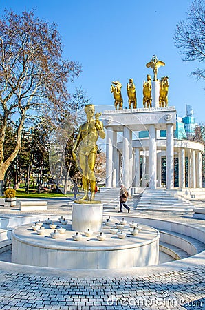 view of the monument of fallen heroes in macedonian capital skopje....IMAGE Editorial Stock Photo