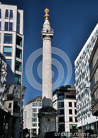 A view of the Monument of the Great Fire Stock Photo