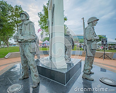 View of the monument of soldiers in Veterans Memorial Park Pensacola Editorial Stock Photo