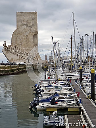 View of Monument to the Discoveries in Lisbon. Editorial Stock Photo