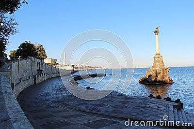 View of Monument to the Sunken Ships in Sevastopol Stock Photo