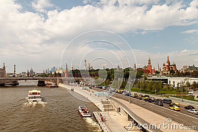 View of the Moscow Kremlin and the embankment of the Moscow river Editorial Stock Photo