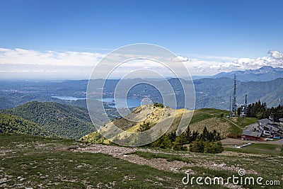 View from the Mottarone to the Lago d Orta in Piemont, Italy Stock Photo