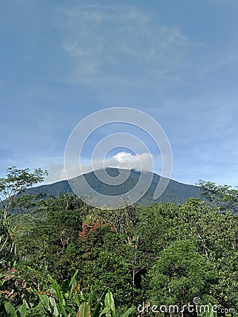 The view of Mount Cikuray is very beautiful in the morning Stock Photo