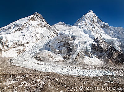 View of Mount Everest, Lhotse and Nuptse Stock Photo