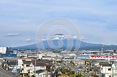 View of Mount Fuji from Shin-Fuji Station Editorial Stock Photo